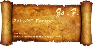 Zsikó Ferenc névjegykártya